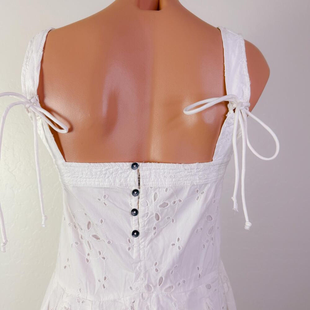 Free People Primavera Eyelet Midi Dress White Country Cottagecore Prairie L NWT - Picture 8 of 12